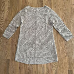 New York & Company Beige & Gold 3/4 Sleeve Pullover Sweater Size Small